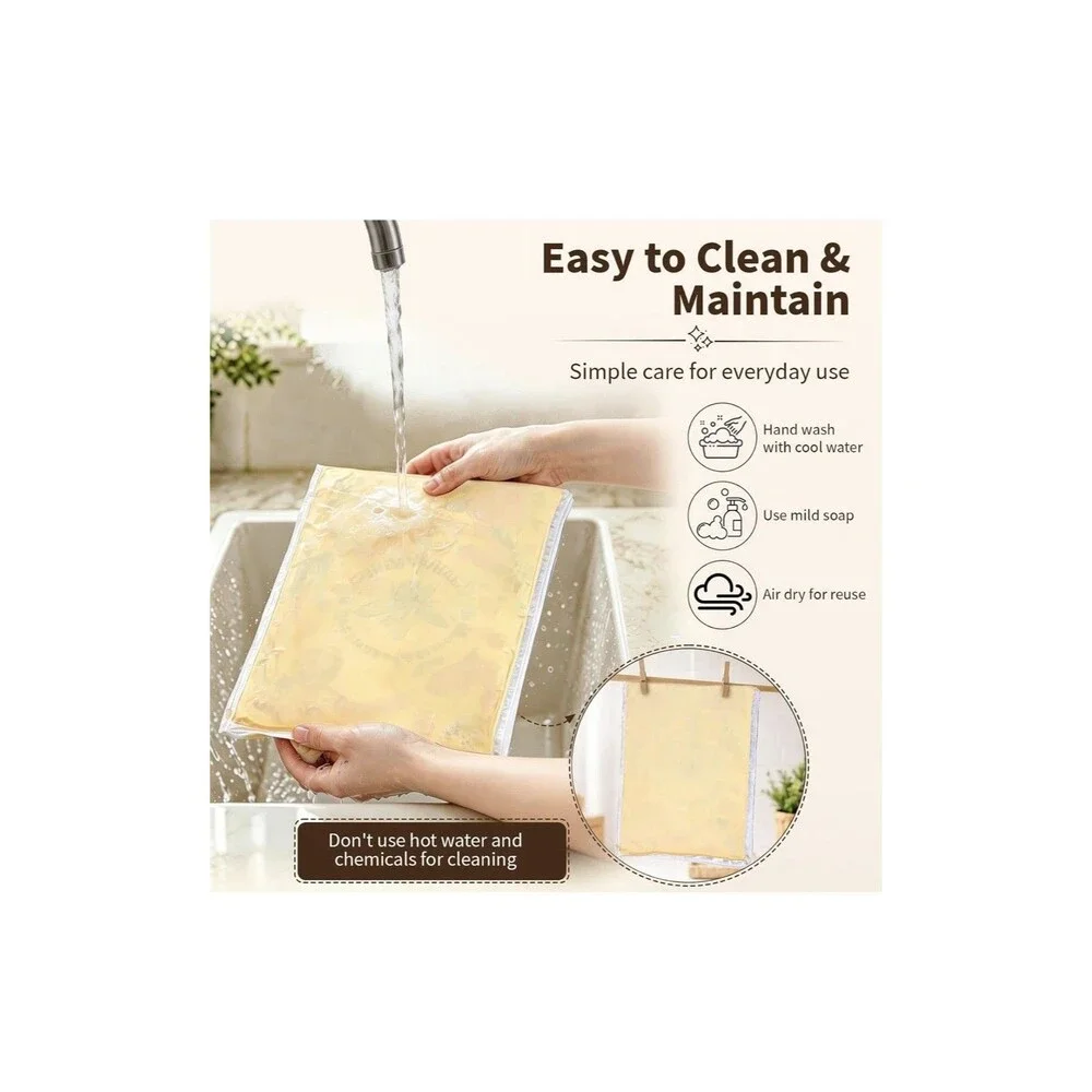 2 Pack Reusable Beeswax Bread Bags 13x17 Sourdough Storage Zip Linen Cotton